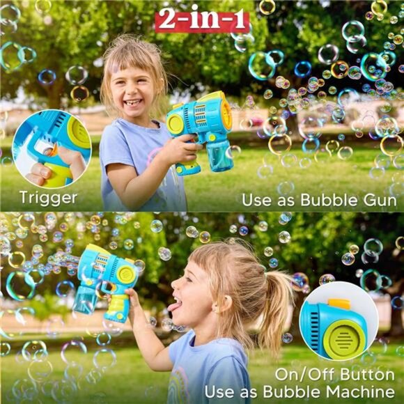 Sloosh Kids Bubble Gun Machine with Bubble Refill Solution, 2 in 1 Automatic - Picture 5 of 7